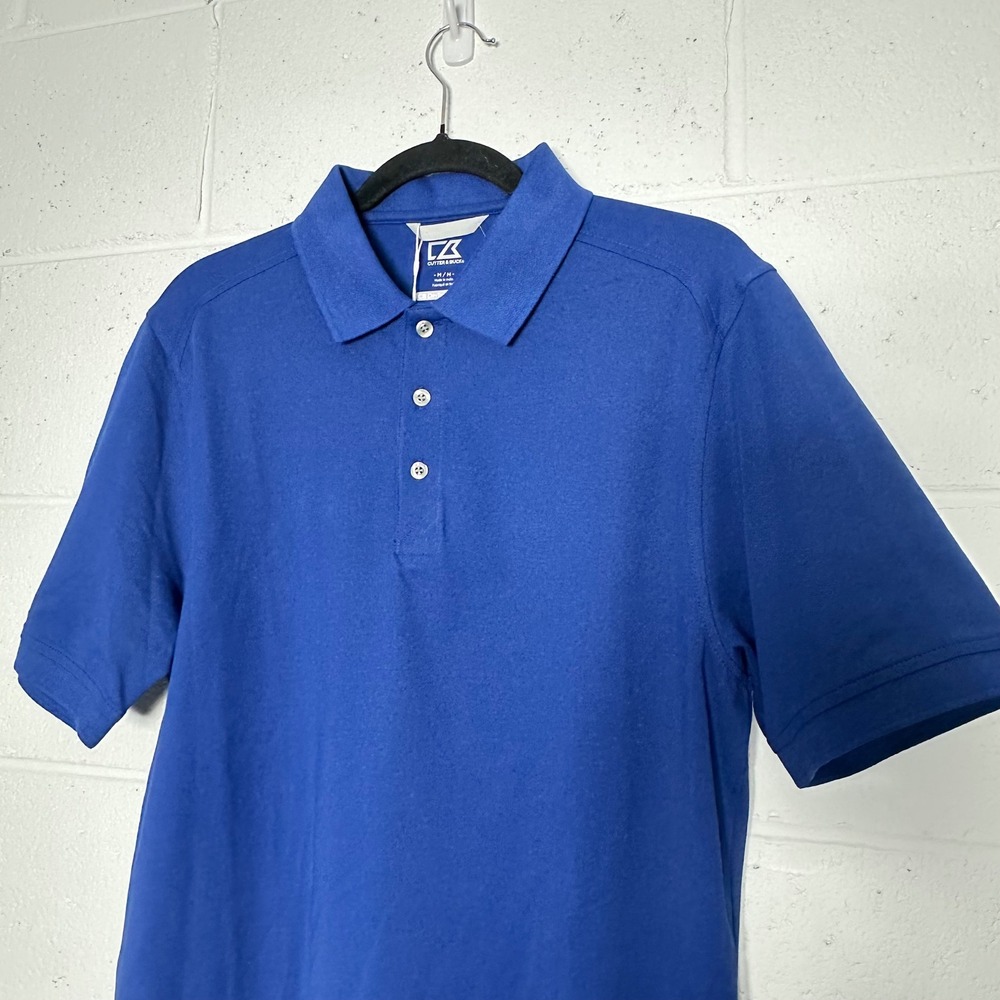 Cutter & Buck Mens DryTec Cotton+ Polo Shirt Royal Blue Short Sleeve Medium NEW